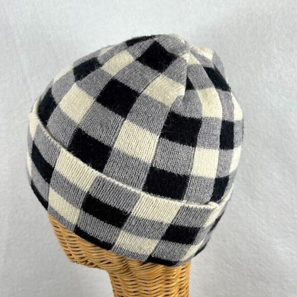 Steve Madden Black And White Skate Check Beanie OS - Picture 4 of 5